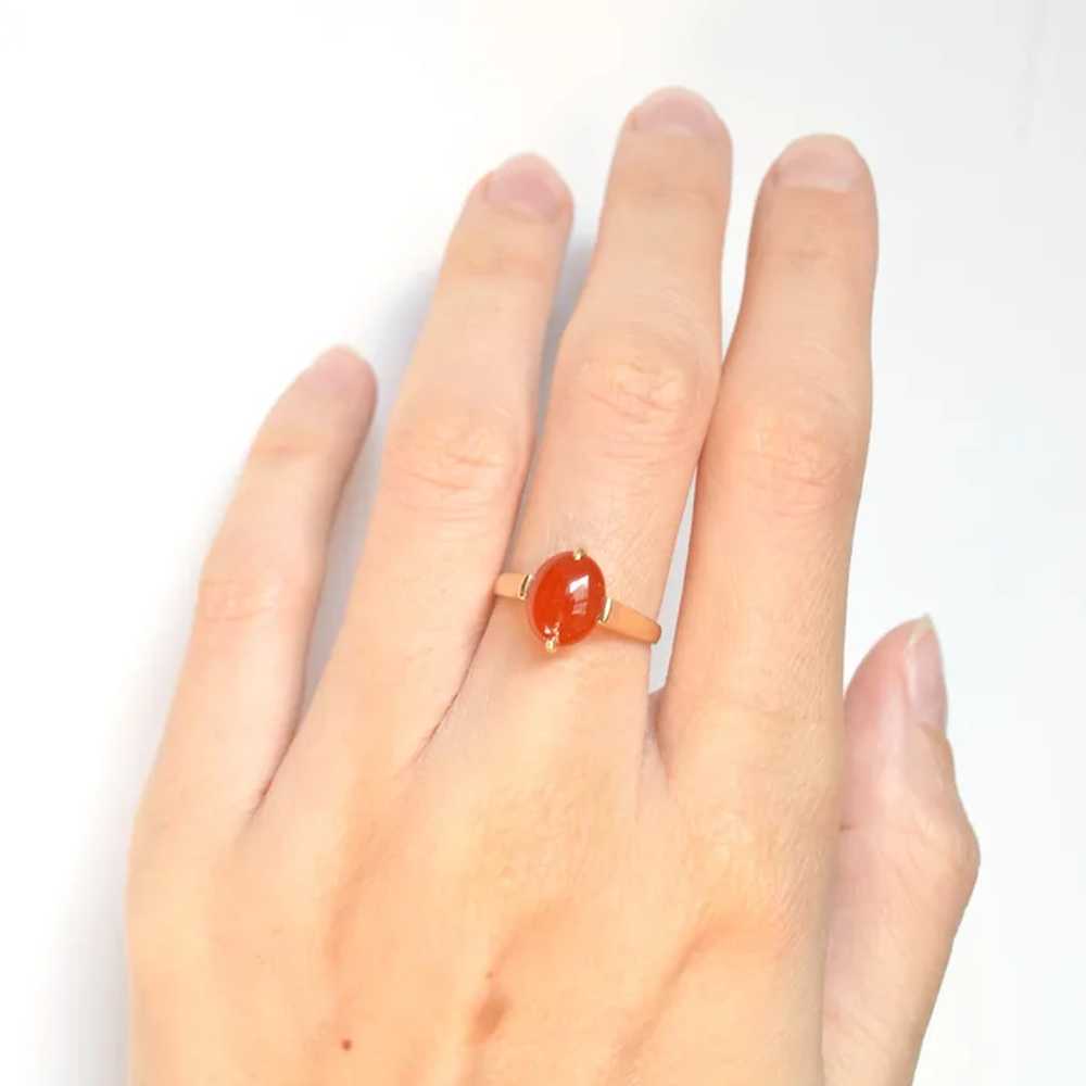 Vintage Orange Jadeite Jade and 14k Gold Ring - image 2