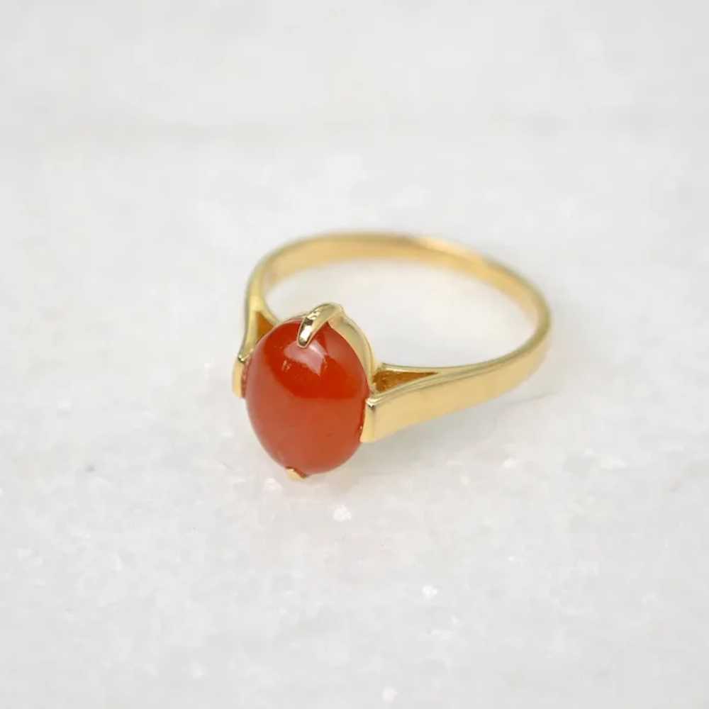 Vintage Orange Jadeite Jade and 14k Gold Ring - image 3