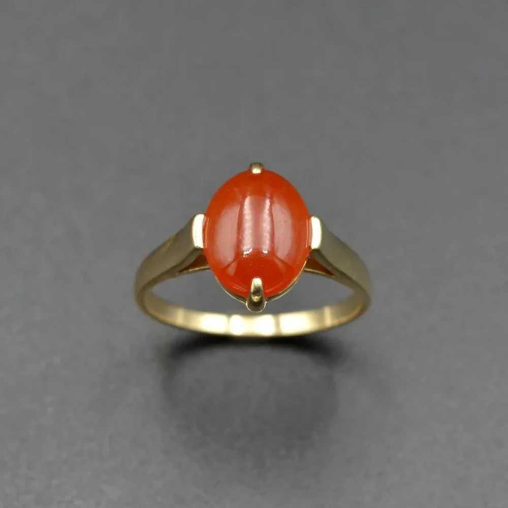 Vintage Orange Jadeite Jade and 14k Gold Ring - image 4