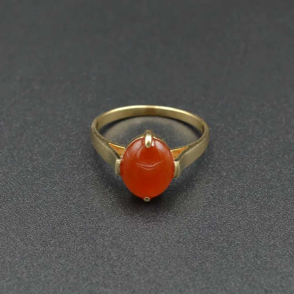 Vintage Orange Jadeite Jade and 14k Gold Ring - image 6