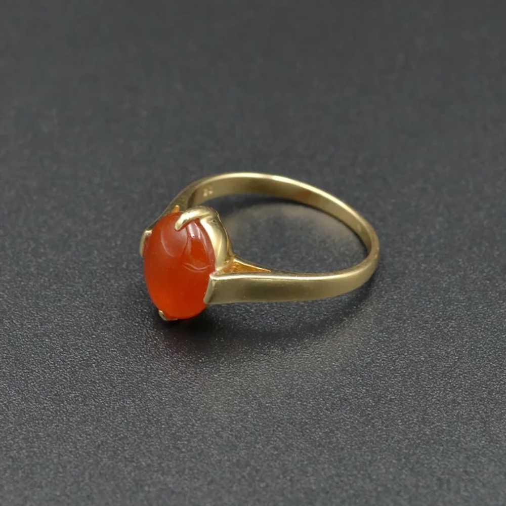 Vintage Orange Jadeite Jade and 14k Gold Ring - image 7