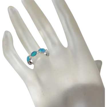 Genuine Natural Australian Opal Band Ring - image 1