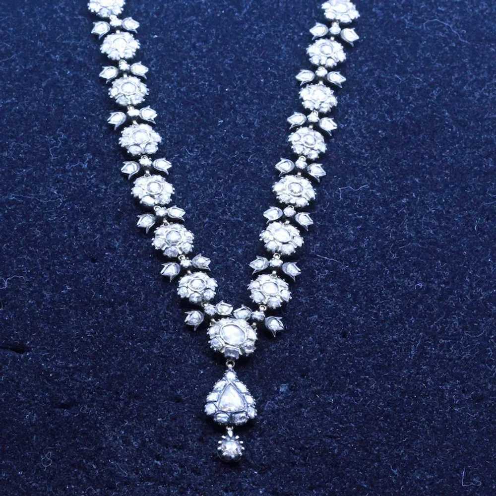 Vintage diamond necklace 18.76carats rose cut dia… - image 12