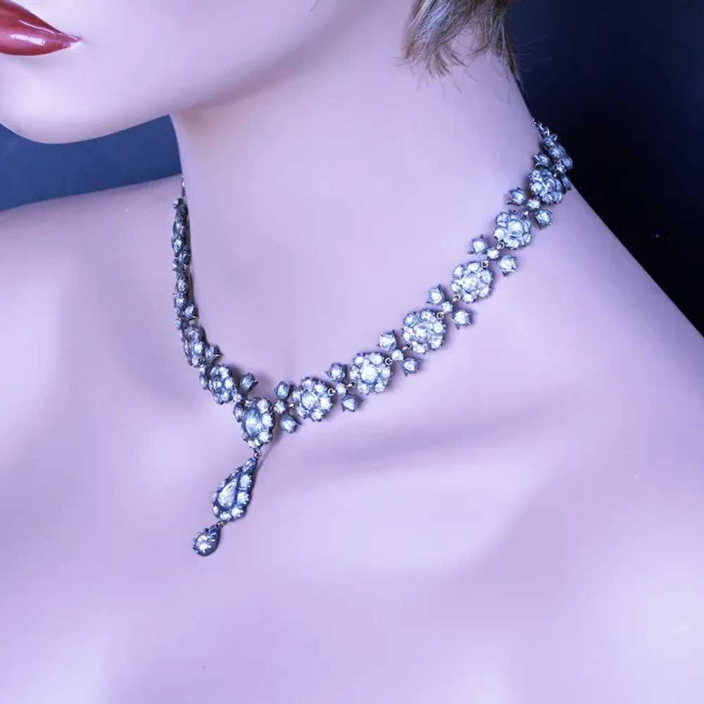 Vintage diamond necklace 18.76carats rose cut dia… - image 3