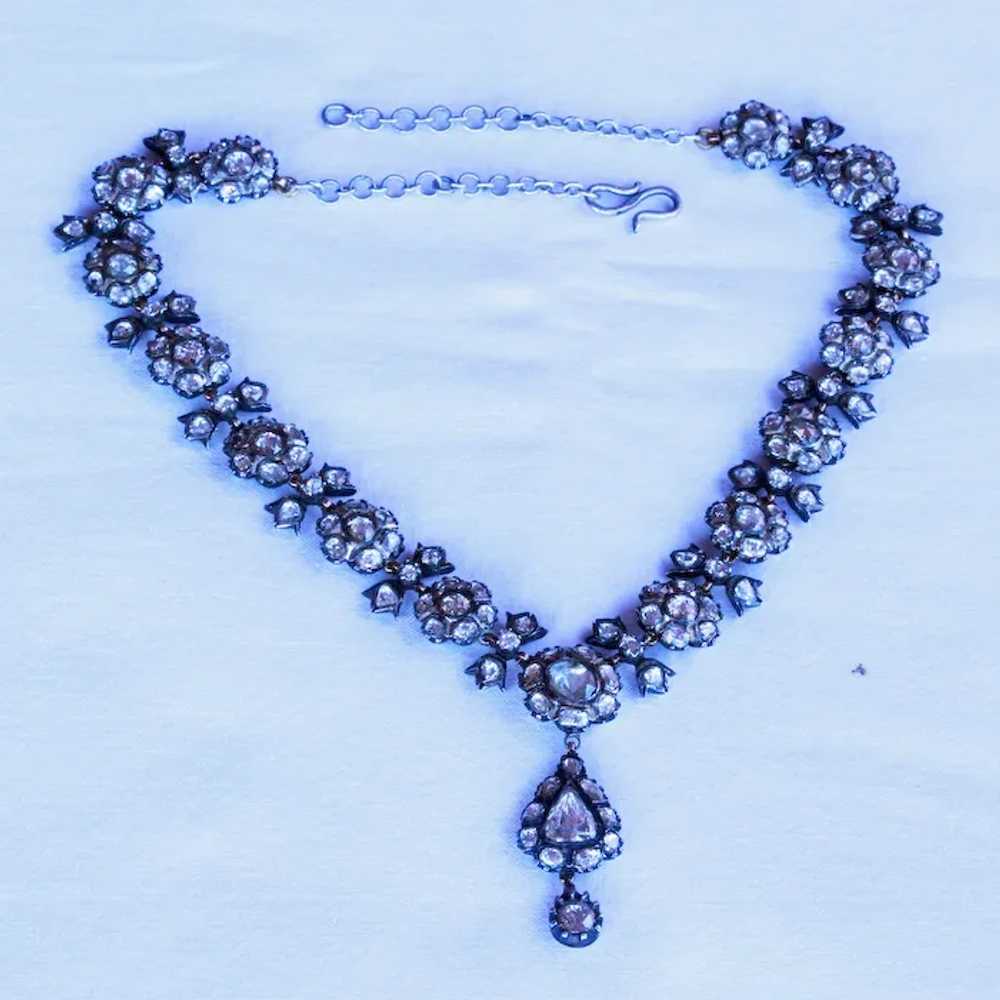 Vintage diamond necklace 18.76carats rose cut dia… - image 4