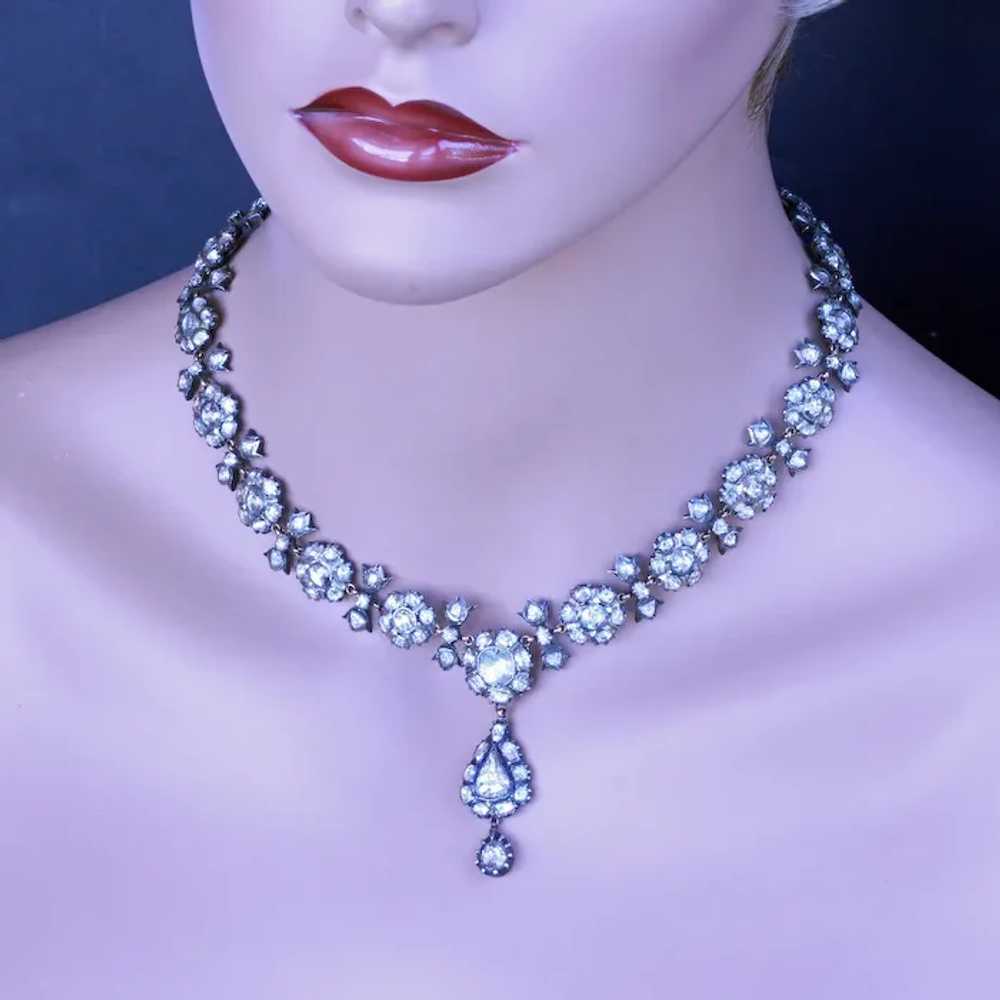 Vintage diamond necklace 18.76carats rose cut dia… - image 9