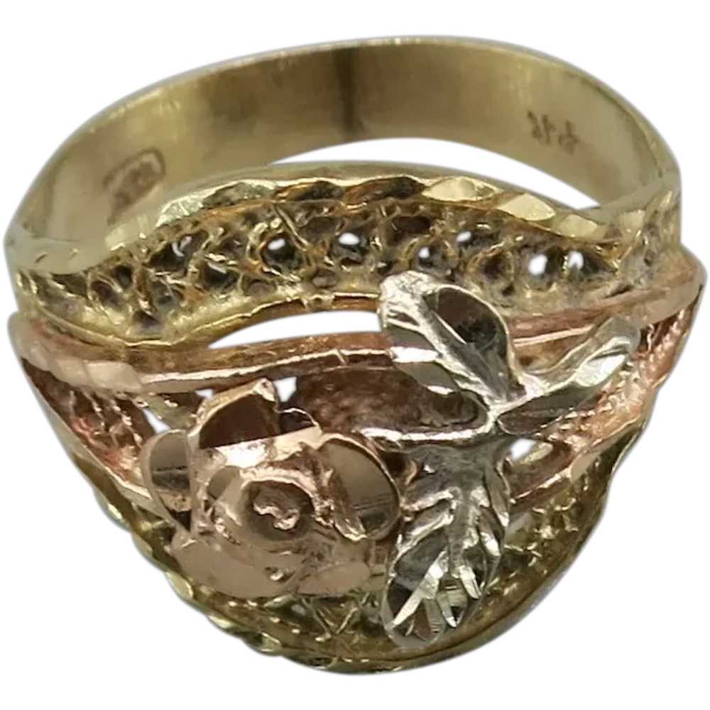 VINTAGE  14k Rose / and Yellow Gold Pinkie Ring  … - image 1