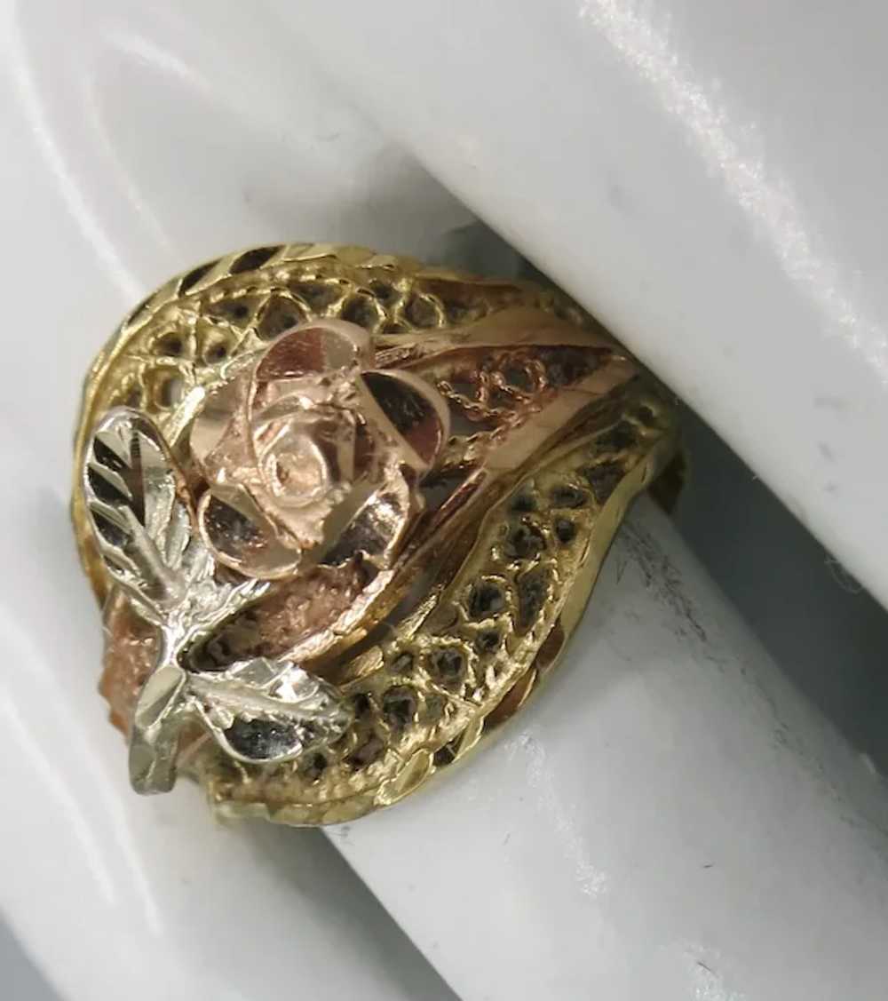 VINTAGE  14k Rose / and Yellow Gold Pinkie Ring  … - image 4