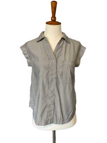 Apt 9 Gray & White Collared Striped Sort Sleeve T… - image 1