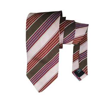 Hugo Boss BOSS HUGO BOSS Brown Striped Silk Tie I… - image 1