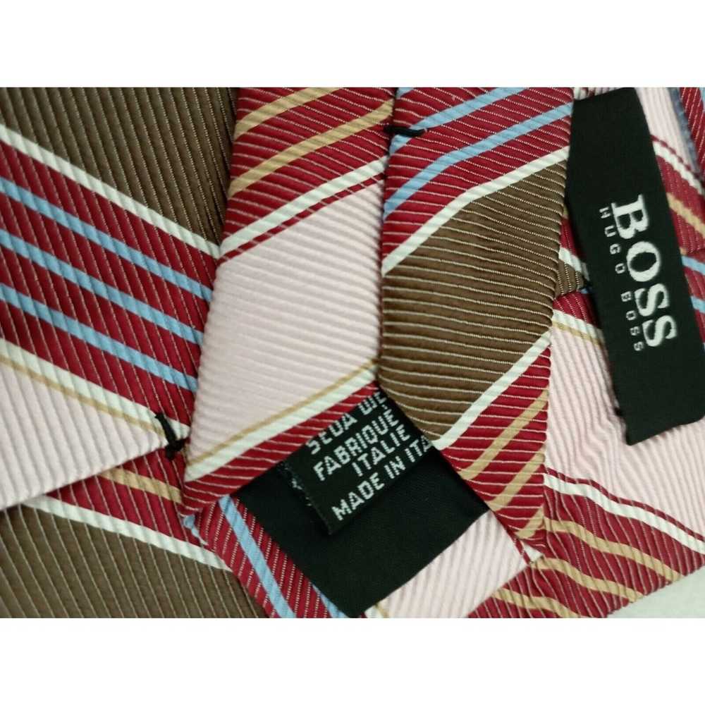 Hugo Boss BOSS HUGO BOSS Brown Striped Silk Tie I… - image 2