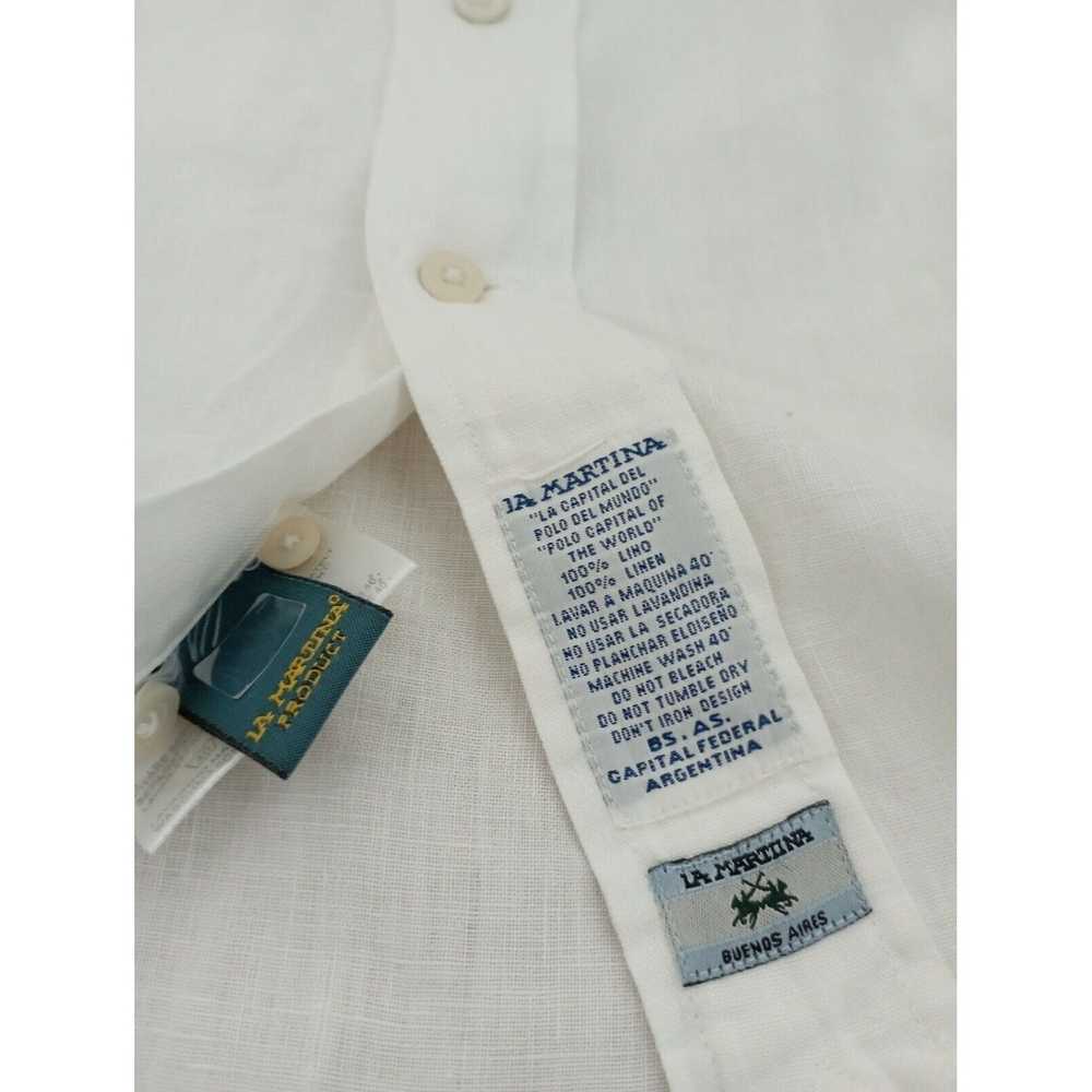 La Martina LA MARTINA Solid White Linen Long Slee… - image 4