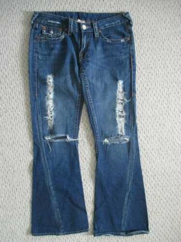 パンツ True Religion / Damaged Flare Denim True Religion • Destroyed Joey Midrise Flare Jeans Sz 25