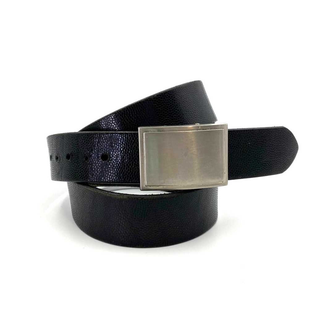 Coach Coach Leather Belt Men Textured Black Silve… - image 1