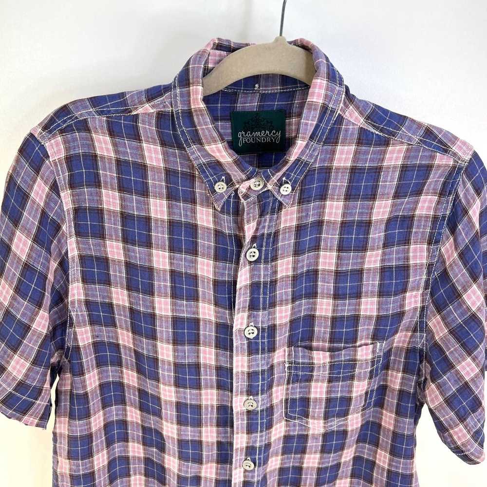 Other Gramercy Foundry Linen Plaid Short Sleeve B… - image 2