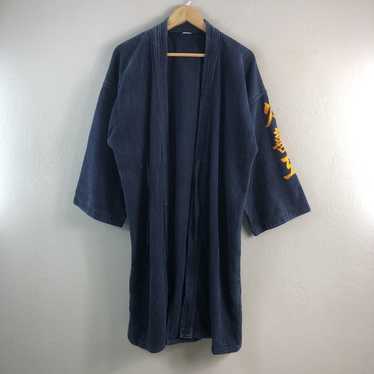 Blue Sakura Kimono Denim Jacket/ Large/ Indigo/ The Taste of Kimono, Haori, noragi/ Made in Japan