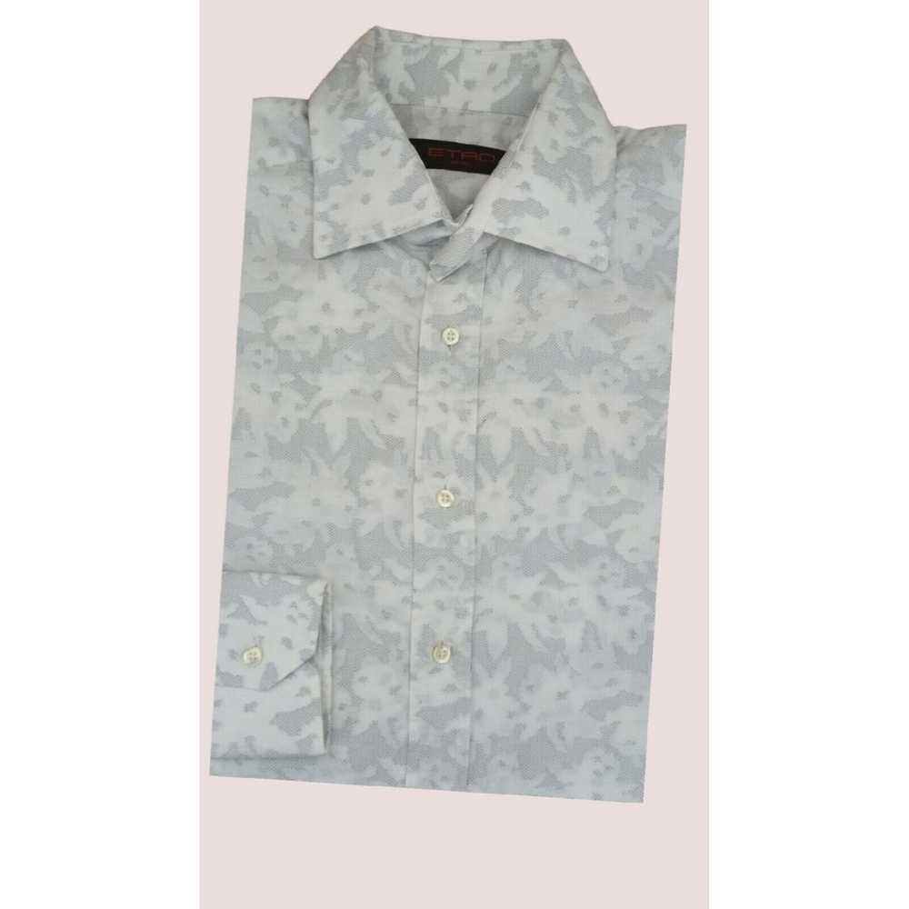 Etro ETRO MILANO Gray Floral Long Sleeve Shirt Si… - image 1