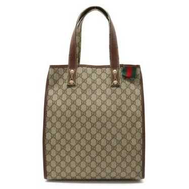 Gucci Brown GG Canvas Shoulder Bag Beige Leather Cloth Cloth ref