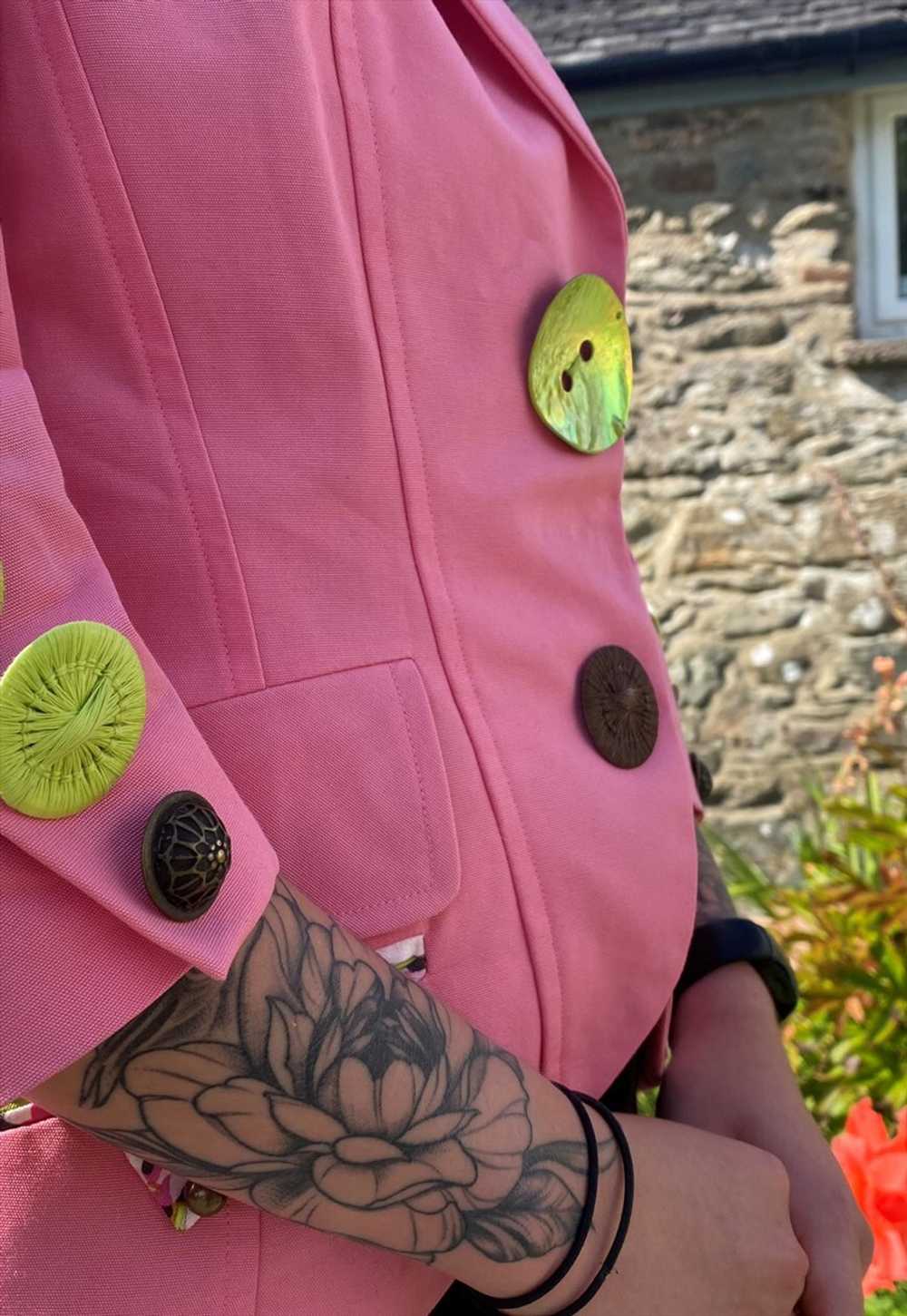 Y2K Kenzo Unique Vintage Pink Blazer Jacket Barbi… - image 3
