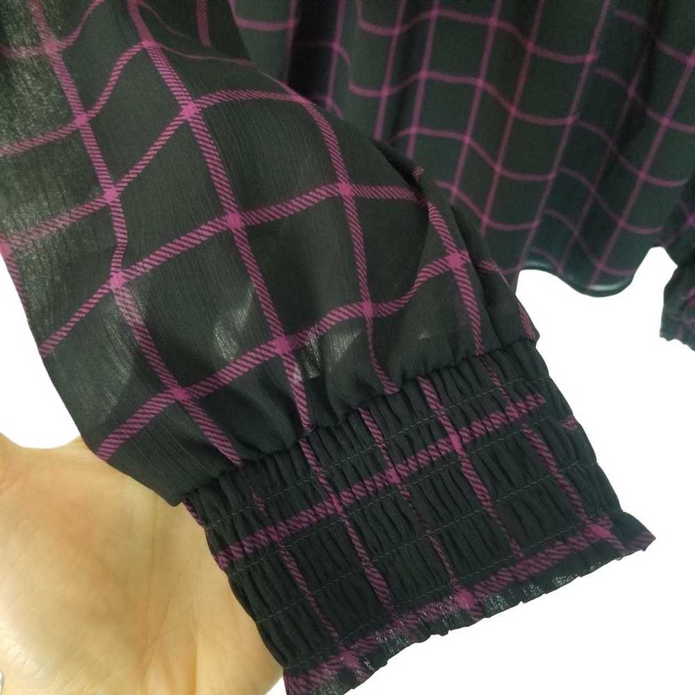 Other Torrid Womens 2X Black/Purple Plaid Chiffon… - image 5