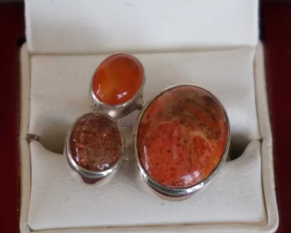 Triple Gemstone SPONGE CORAL/SUNSTONE/CARNELIAN a… - image 6