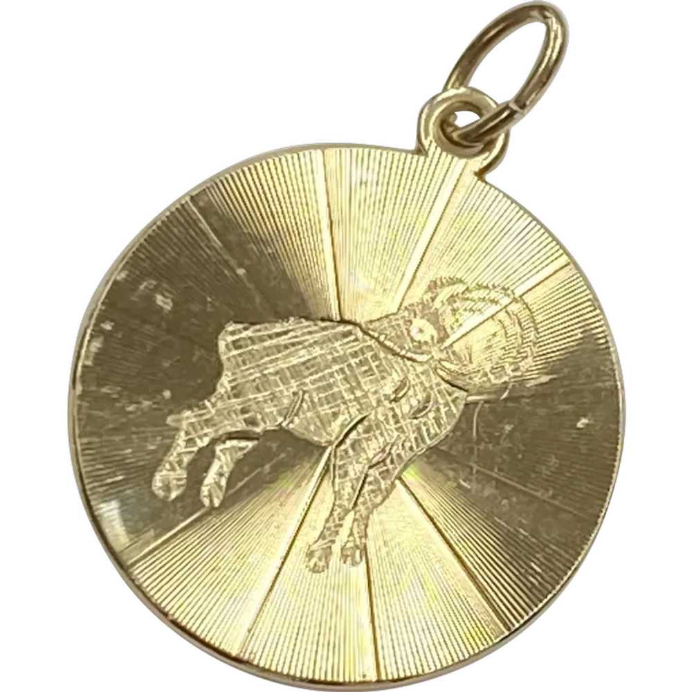 Aries  Vintage Zodiac Charm 9K Gold - image 1