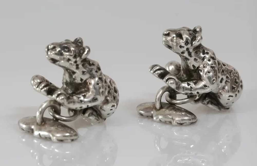 African Panther Silver Cufflinks | Vintage Sterli… - image 2