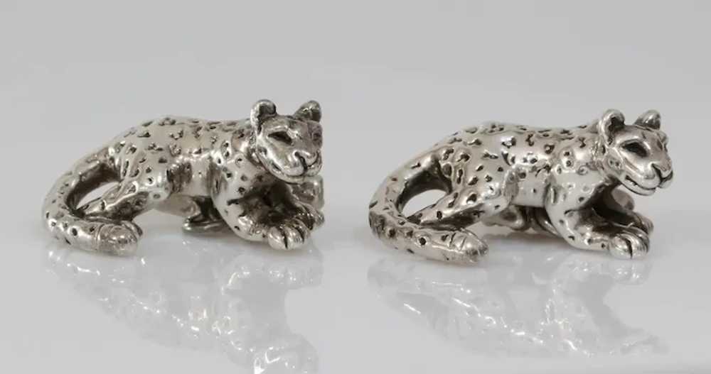 African Panther Silver Cufflinks | Vintage Sterli… - image 3