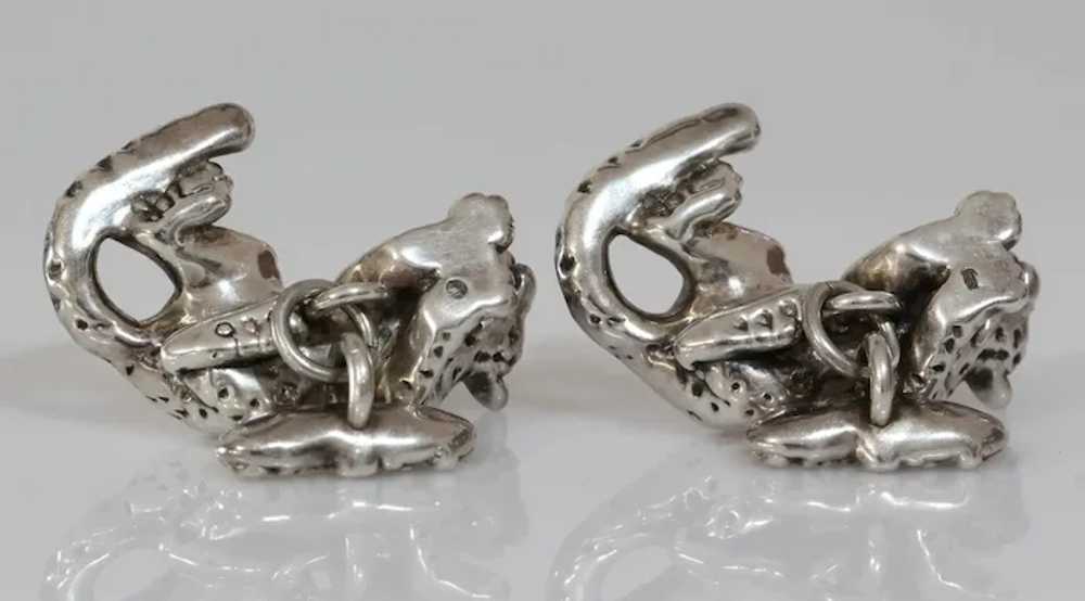 African Panther Silver Cufflinks | Vintage Sterli… - image 4