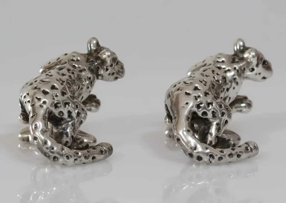 African Panther Silver Cufflinks | Vintage Sterli… - image 5