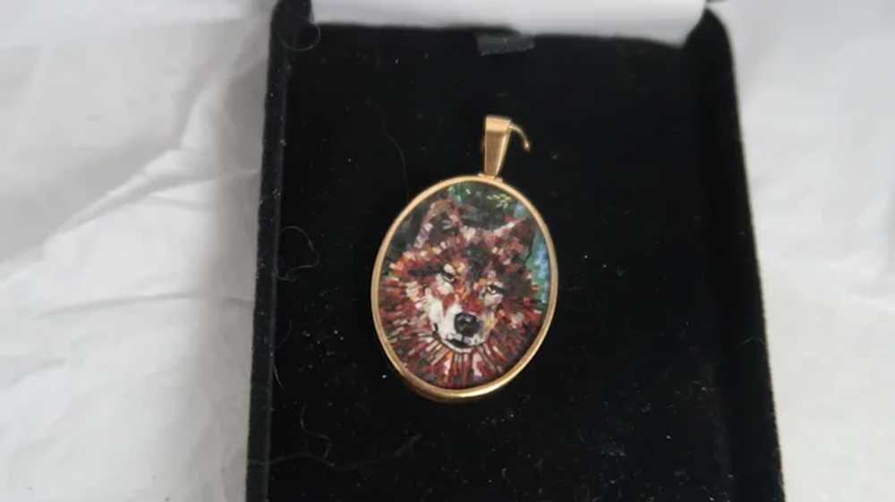 Outstanding Micro Mosaic Pendant Of A Wolf - Hund… - image 7