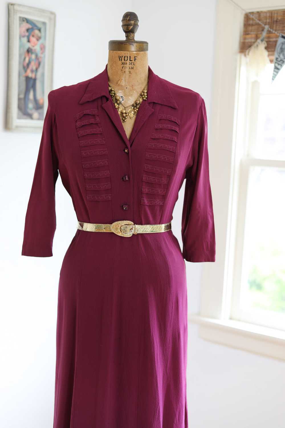 Vintage 1940s Dress - VOLUP Plum Crepe Beauty w L… - image 2