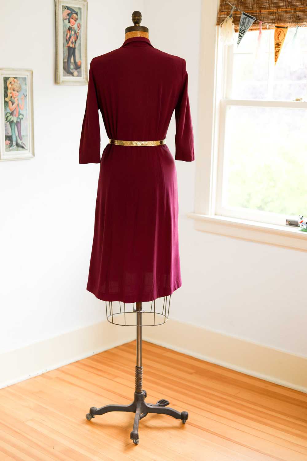 Vintage 1940s Dress - VOLUP Plum Crepe Beauty w L… - image 6