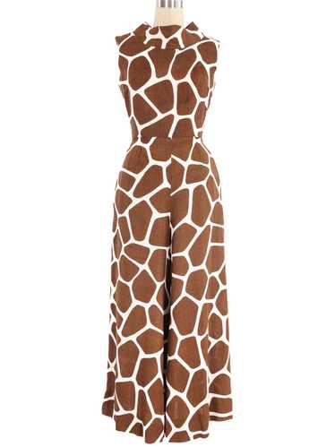 1970s Giraffe Print Linen Jumpsuit - image 1