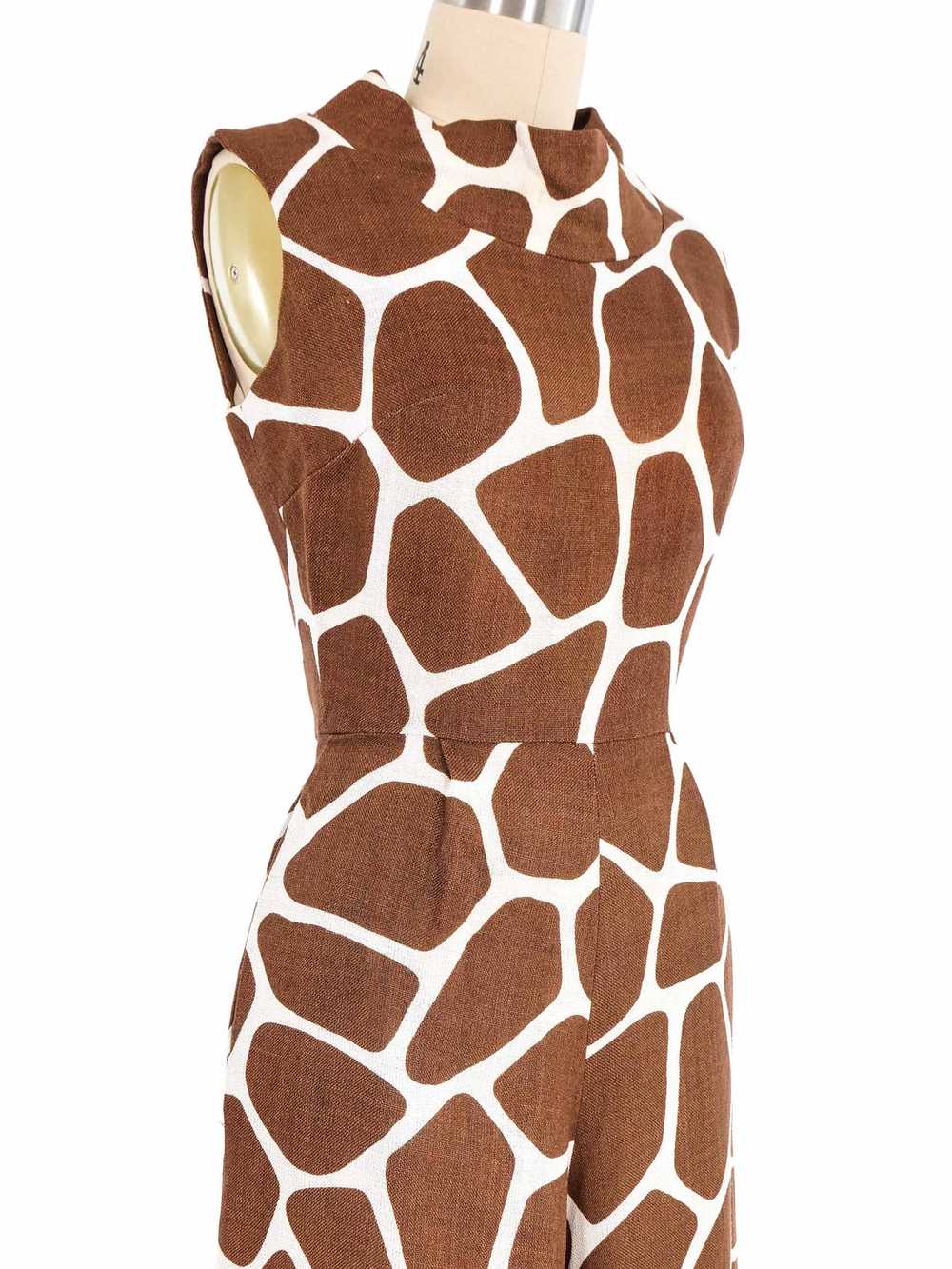 1970s Giraffe Print Linen Jumpsuit - image 2