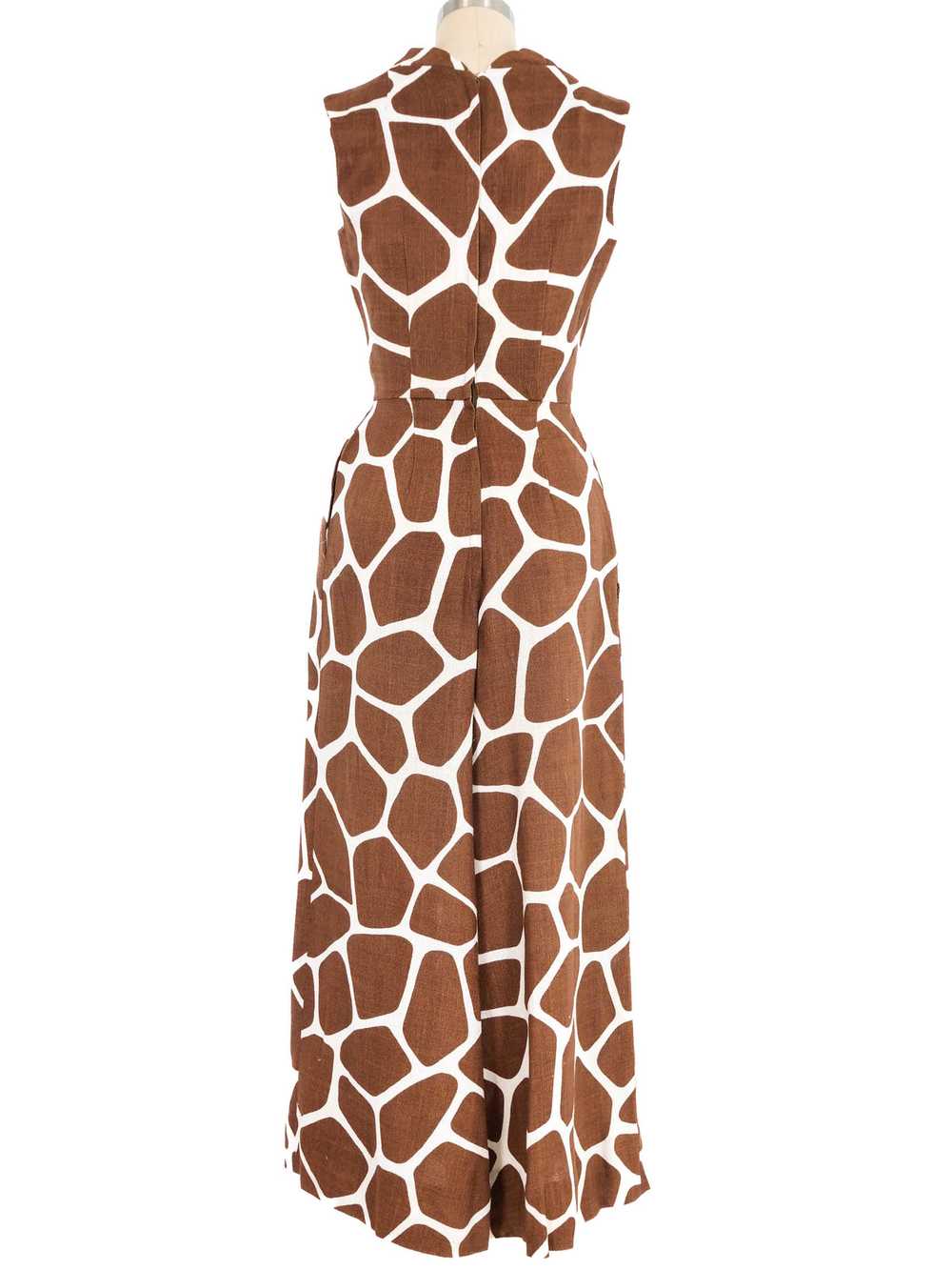1970s Giraffe Print Linen Jumpsuit - image 4