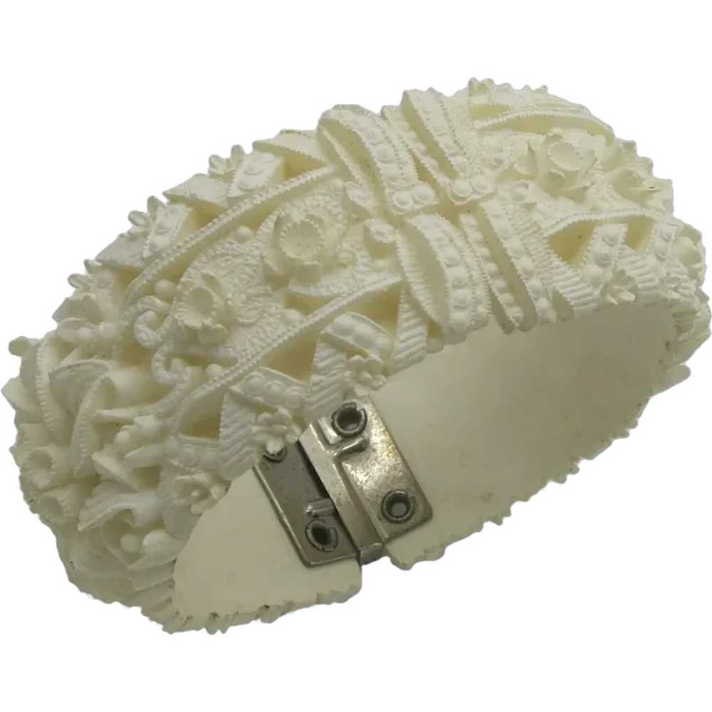 Lovely Celluloid Plastic Floral Clamper Bracelet … - image 1