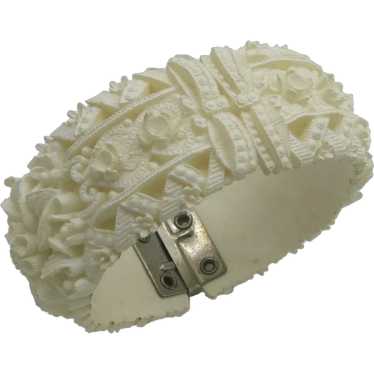 Lovely Celluloid Plastic Floral Clamper Bracelet … - image 1