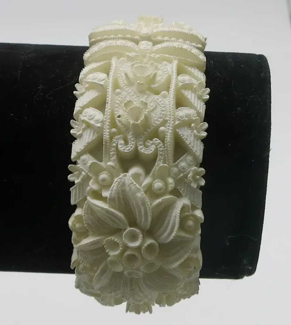 Lovely Celluloid Plastic Floral Clamper Bracelet … - image 2
