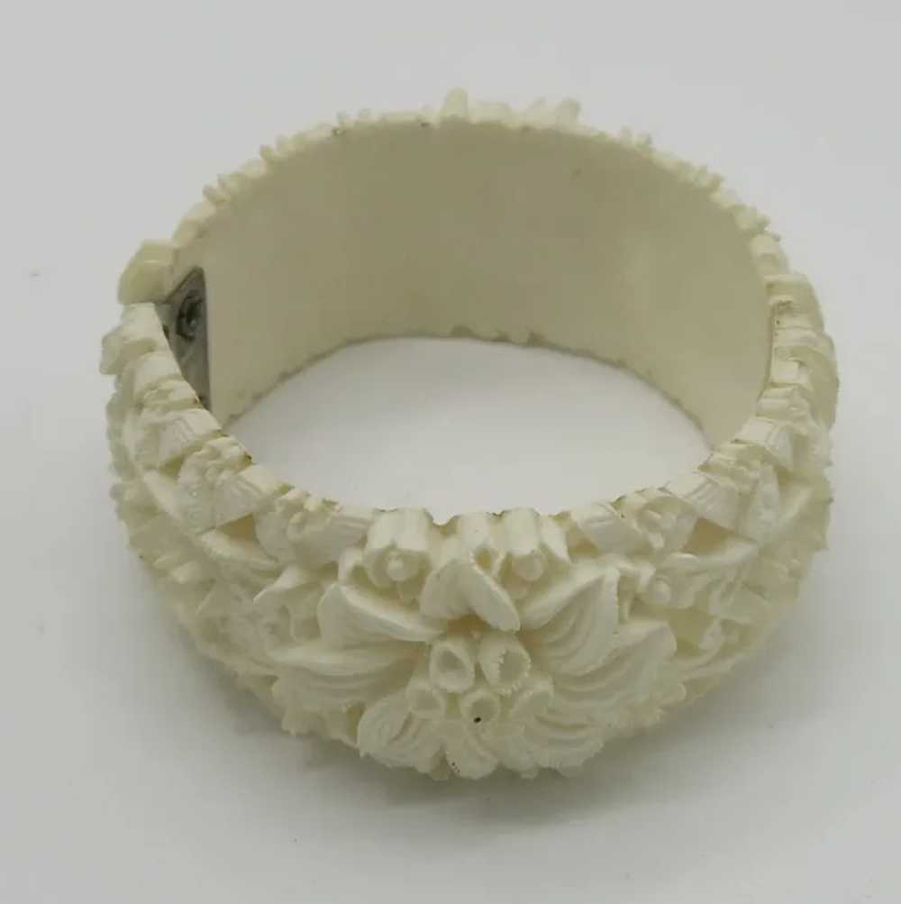 Lovely Celluloid Plastic Floral Clamper Bracelet … - image 3
