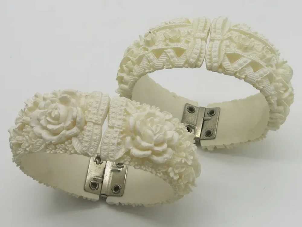 Lovely Celluloid Plastic Floral Clamper Bracelet … - image 6