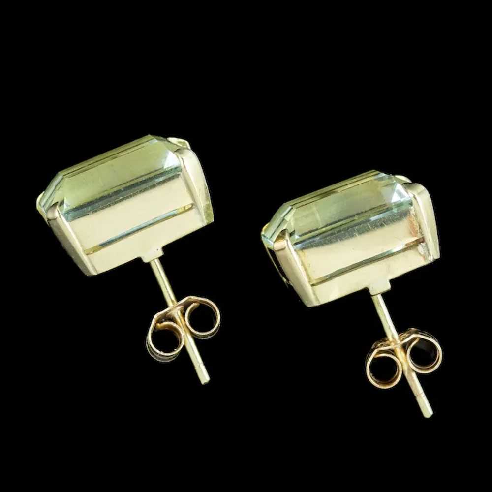 Vintage Aquamarine Stud Earrings 18ct Gold 6ct Aq… - image 6