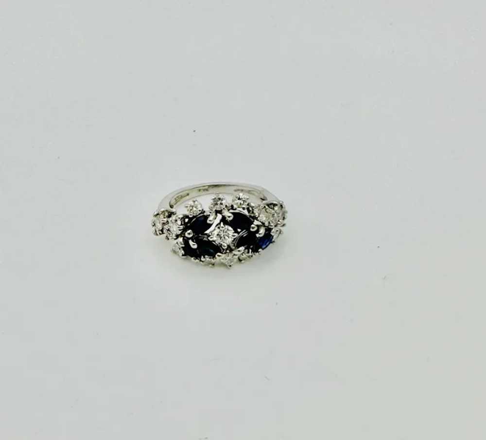 Estate Marquise-Cut Sapphire & Diamond Ring 14K W… - image 5