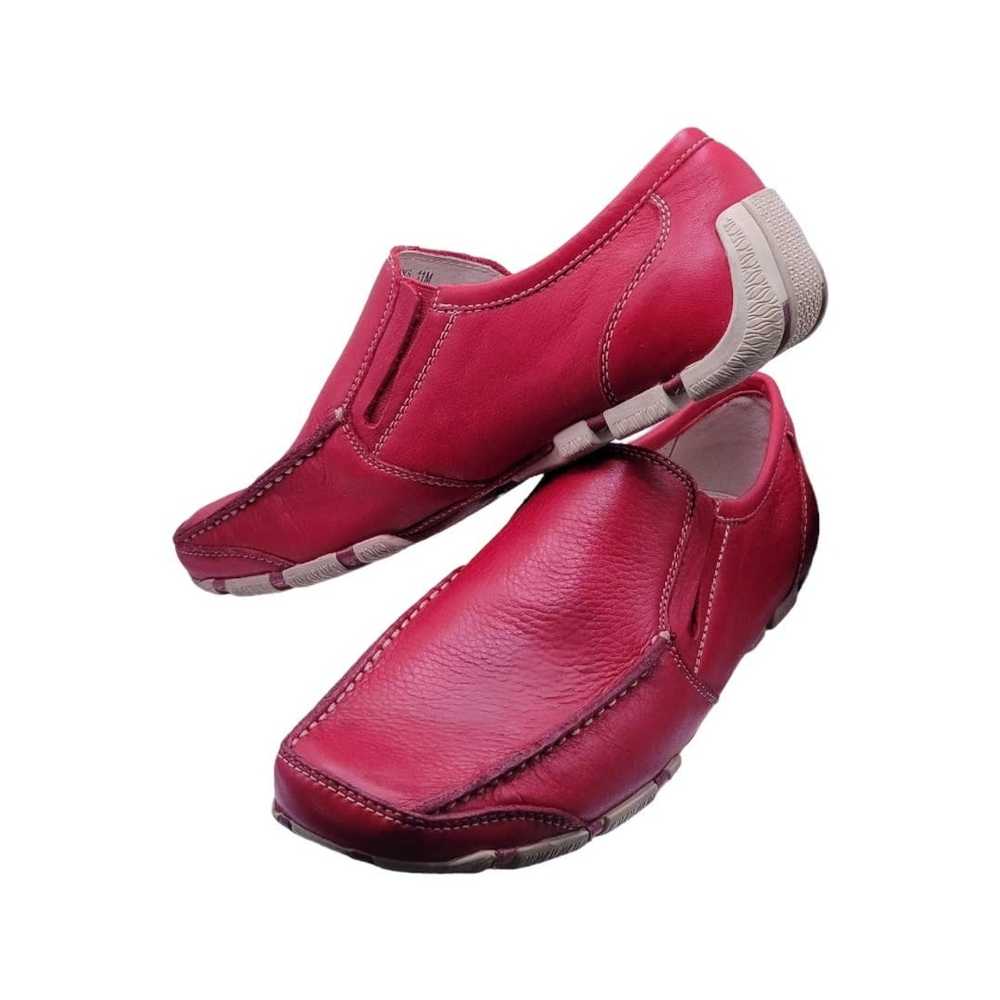 Gbx GBX Red Leather Slip-On Loafers Driving Moc S… - image 1