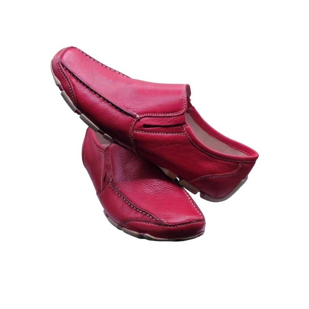 Gbx GBX Red Leather Slip-On Loafers Driving Moc S… - image 3