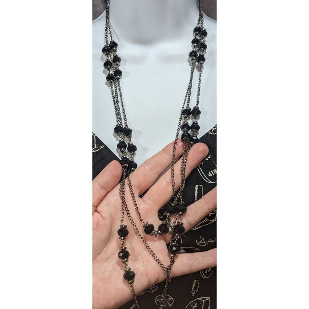 Other Silver And Black Beaded Multilayer Necklace - image 2