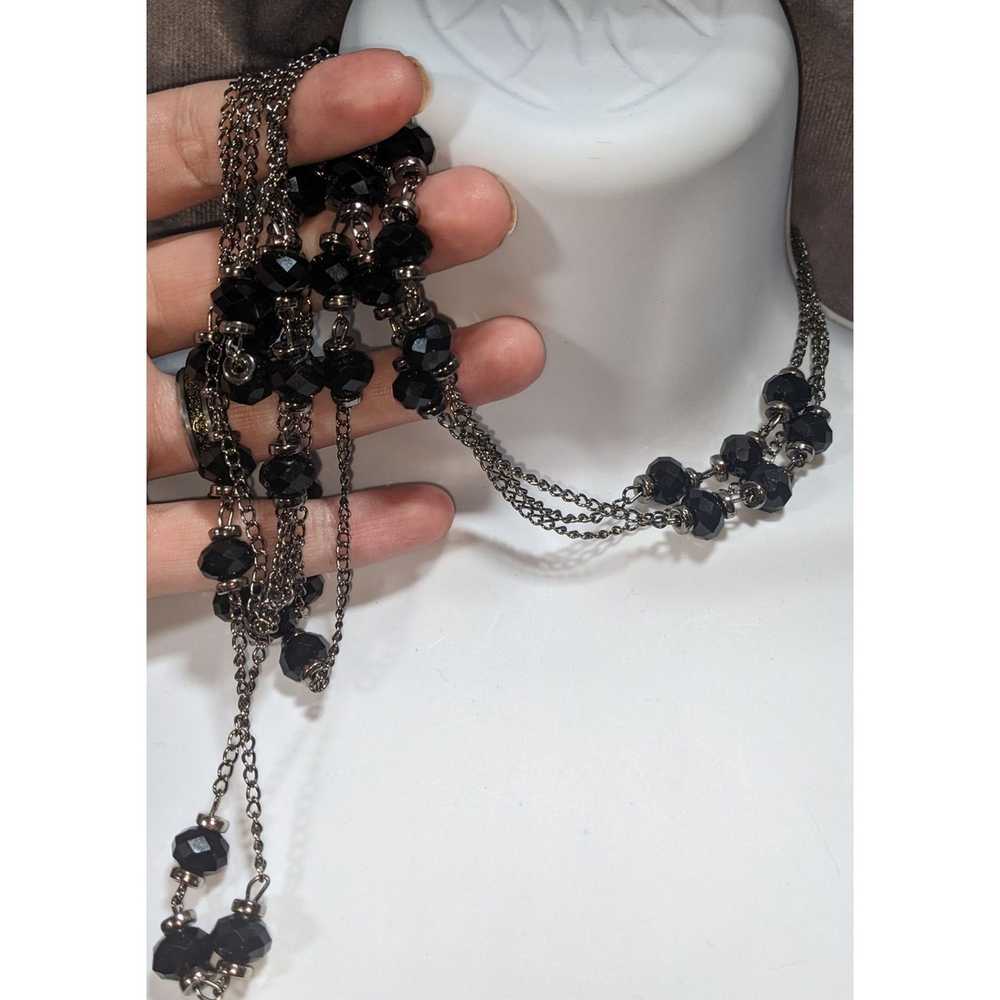 Other Silver And Black Beaded Multilayer Necklace - image 3