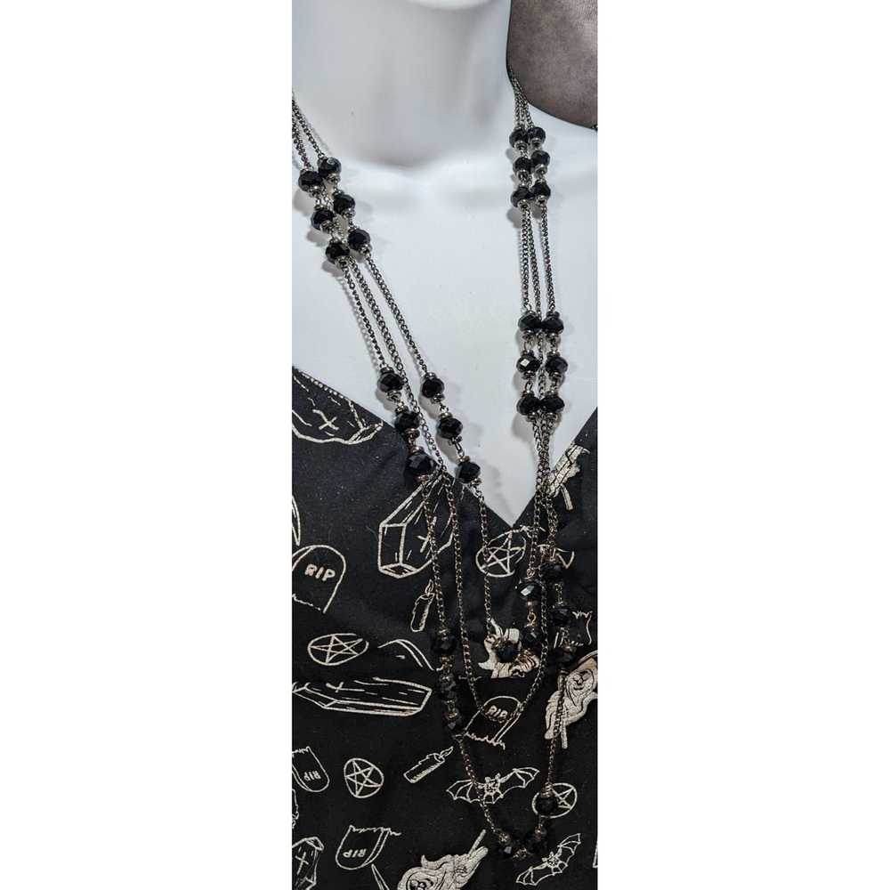 Other Silver And Black Beaded Multilayer Necklace - image 5