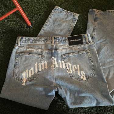 MONOGRAM DENIM PANTS in blue - Palm Angels® Official