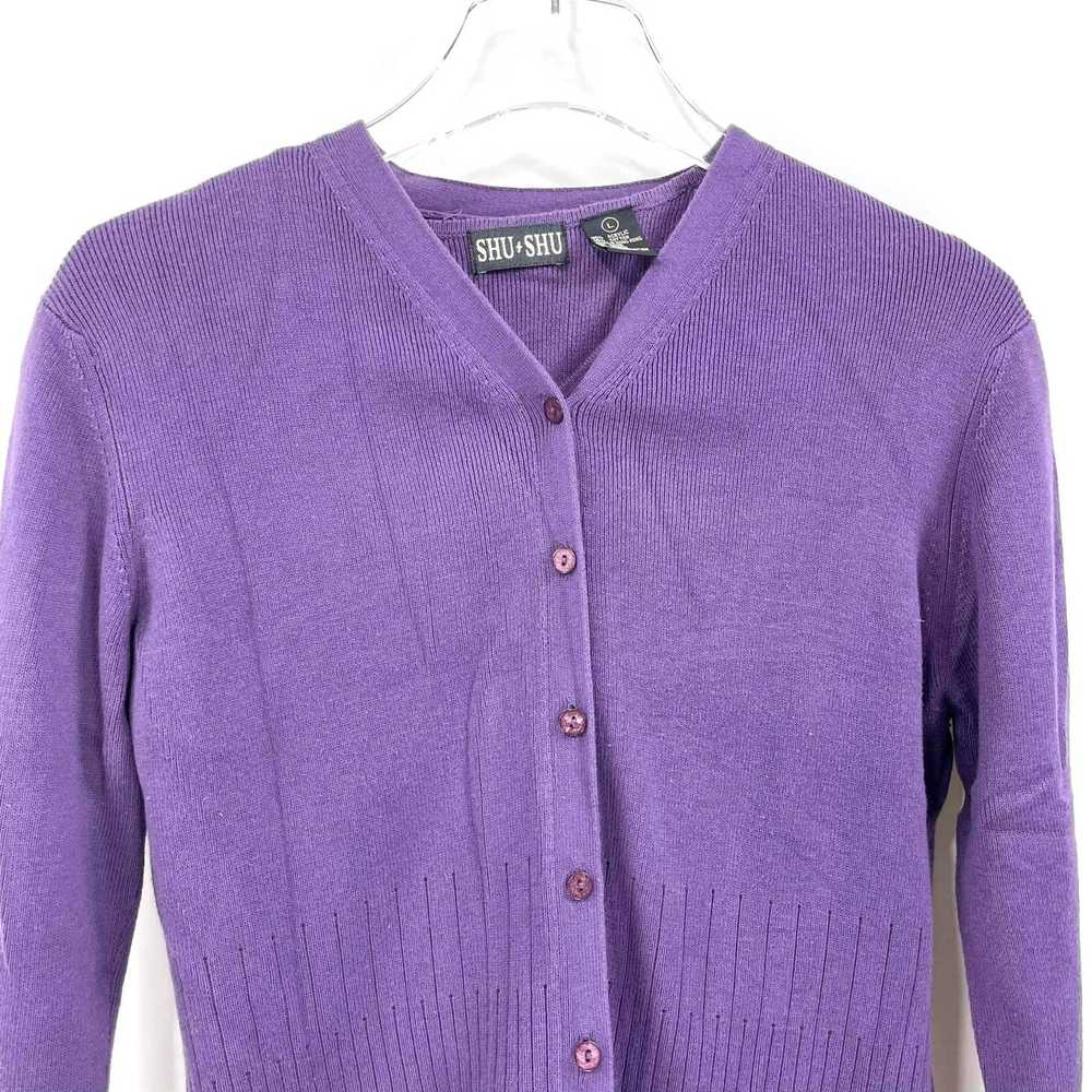 Vintage 90s SHU SHU Vintage Purple Cardigan Top S… - image 12